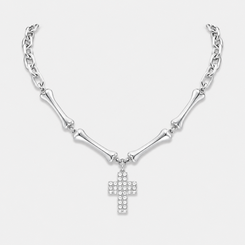 Choker | Kości i łańcuch z Krzyżykiem