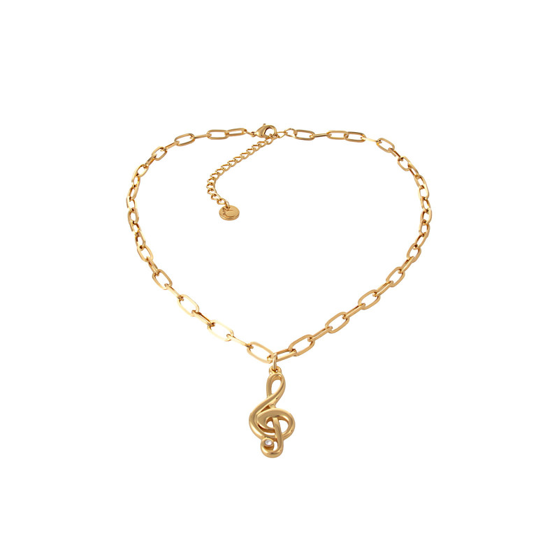 Naszyjnik klucz wiolinowy - złoty 40 cm | Basic Chain Aria Martelle