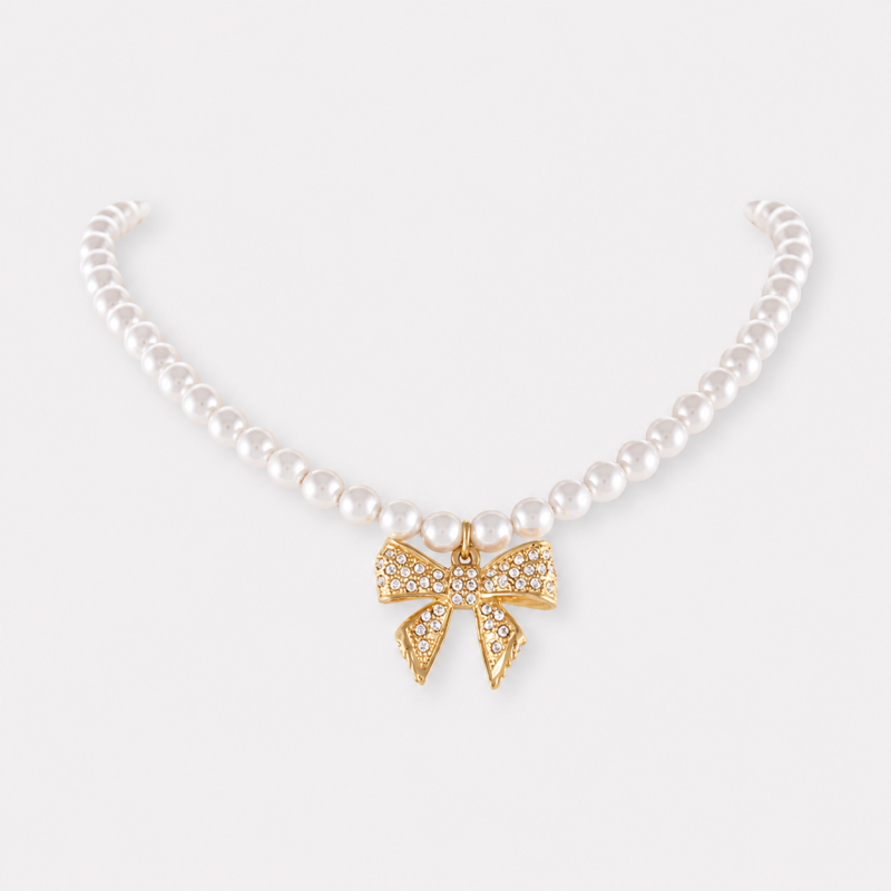 Choker | Perły z Kokardką